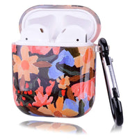 HKM-410323 Floral Clamshell Hard Protective Case for Wireless Earphones - Compatible with iPhone Models