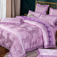 HKM-410451 Four-Piece Cotton Bedding Set with Floral Design for Full to King Size Beds