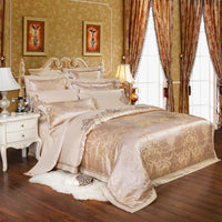 HKM-410451 Four-Piece Cotton Bedding Set with Floral Design for Full to King Size Beds