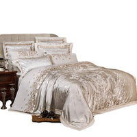 HKM-410451 Four-Piece Cotton Bedding Set with Floral Design for Full to King Size Beds