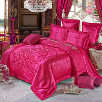 HKM-410451 Four-Piece Cotton Bedding Set with Floral Design for Full to King Size Beds