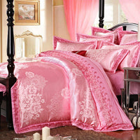 HKM-410451 Four-Piece Cotton Bedding Set with Floral Design for Full to King Size Beds