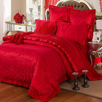 HKM-410451 Four-Piece Cotton Bedding Set with Floral Design for Full to King Size Beds