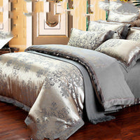 HKM-410451 Four-Piece Cotton Bedding Set with Floral Design for Full to King Size Beds