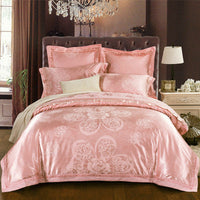 HKM-410451 Four-Piece Cotton Bedding Set with Floral Design for Full to King Size Beds