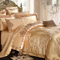 HKM-410451 Four-Piece Cotton Bedding Set with Floral Design for Full to King Size Beds