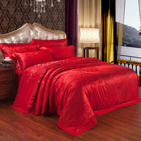 HKM-410451 Four-Piece Cotton Bedding Set with Floral Design for Full to King Size Beds