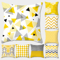 HKM-410515 Nordic Yellow Geometric Peach Skin Pillowcase 45x45CM for Home and Office Use