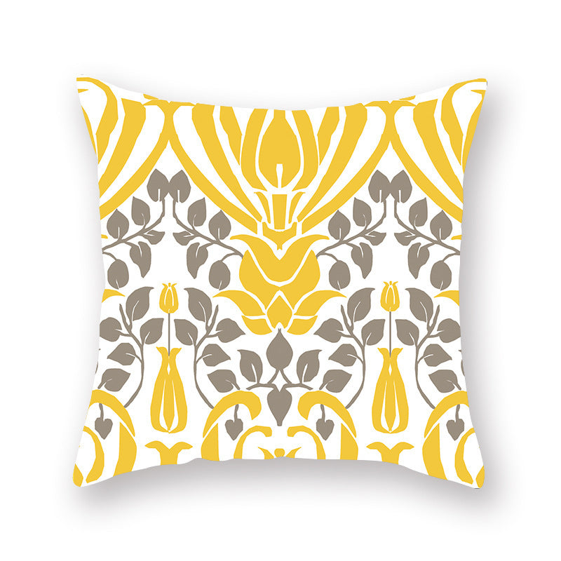 HKM-410515 Nordic Yellow Geometric Peach Skin Pillowcase 45x45CM for Home and Office Use