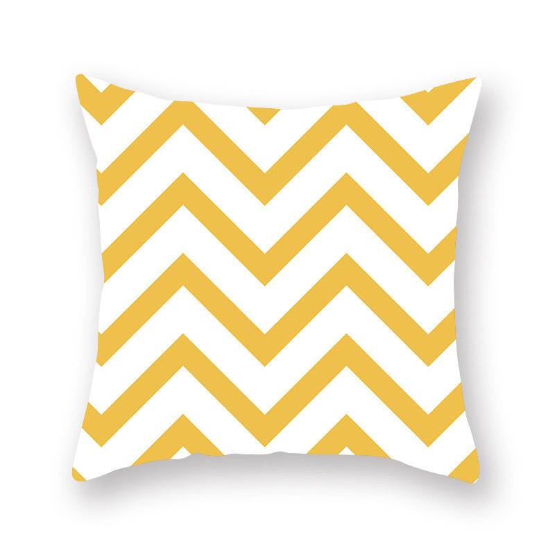 HKM-410515 Nordic Yellow Geometric Peach Skin Pillowcase 45x45CM for Home and Office Use