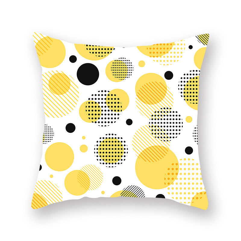 HKM-410515 Nordic Yellow Geometric Peach Skin Pillowcase 45x45CM for Home and Office Use