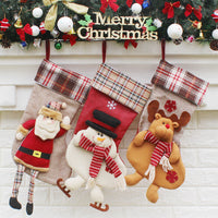 HKM-410579 Christmas Sock Gift Bag Ornament - Non-Woven Fabric, 3 Styles: Old Man, Snowman, Elk