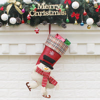 HKM-410579 Christmas Sock Gift Bag Ornament - Non-Woven Fabric, 3 Styles: Old Man, Snowman, Elk