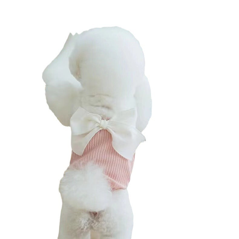 HKM-410643 Stylish Dog Summer Bow Suspenders - Green, Pink, Yellow, Black, XS-XL