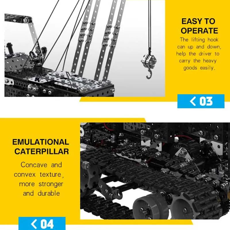 HKM-410707 1745PCS Remote Control Metal Building Blocks Crane Truck Model for DIY Assembly and Engineering Play