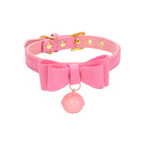 HKM-410835 Gold Double Layer Bowknot Hanging Bell Pet Collar for Comfortable Wear