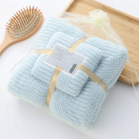 HKM-410963 High-Density Coral Fleece Absorbent Towel Set - 35x75cm & 70x140cm