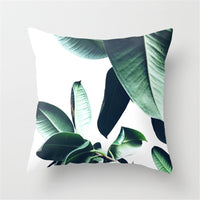 HKM-411027 Tropical Leaf Landscape Cushion Cover - Peach Skin with PP Cotton Filling