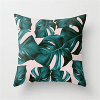 HKM-411027 Tropical Leaf Landscape Cushion Cover - Peach Skin with PP Cotton Filling