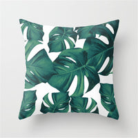 HKM-411027 Tropical Leaf Landscape Cushion Cover - Peach Skin with PP Cotton Filling