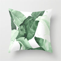 HKM-411027 Tropical Leaf Landscape Cushion Cover - Peach Skin with PP Cotton Filling