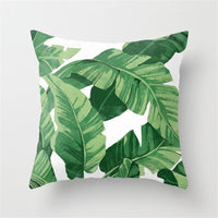 HKM-411027 Tropical Leaf Landscape Cushion Cover - Peach Skin with PP Cotton Filling