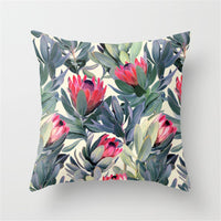 HKM-411027 Tropical Leaf Landscape Cushion Cover - Peach Skin with PP Cotton Filling