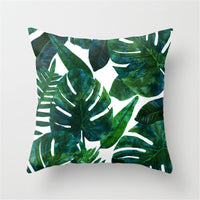 HKM-411027 Tropical Leaf Landscape Cushion Cover - Peach Skin with PP Cotton Filling