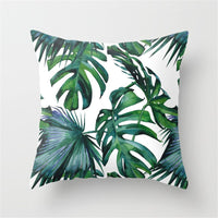 HKM-411027 Tropical Leaf Landscape Cushion Cover - Peach Skin with PP Cotton Filling