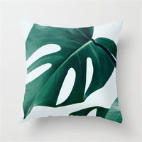 HKM-411027 Tropical Leaf Landscape Cushion Cover - Peach Skin with PP Cotton Filling