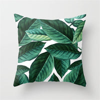 HKM-411027 Tropical Leaf Landscape Cushion Cover - Peach Skin with PP Cotton Filling