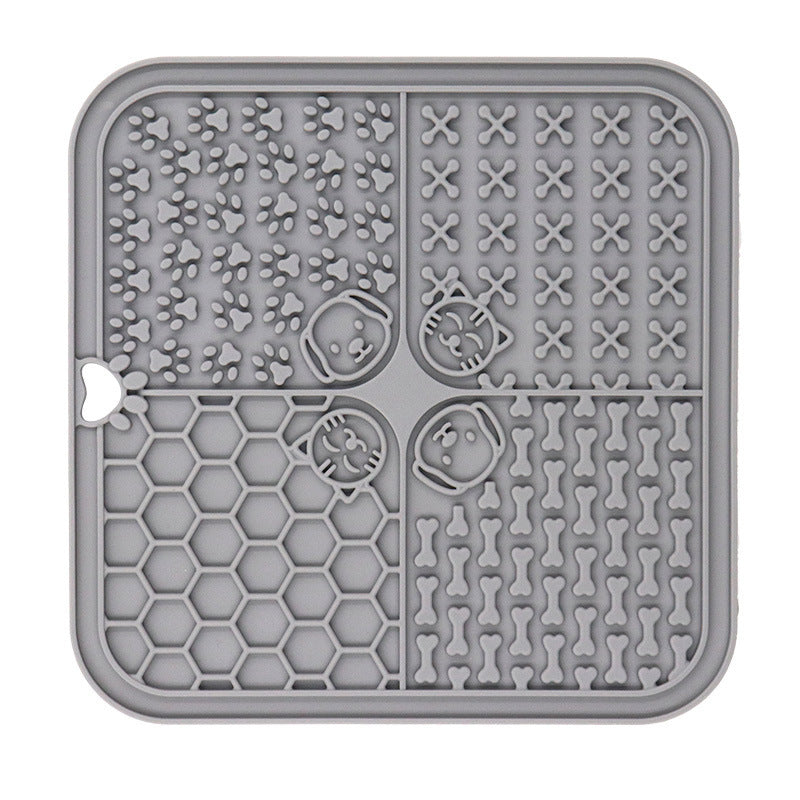 HKM-411155 Silicone Pet Licking Pad and Food Mat with Scraper, 200mm x 200mm