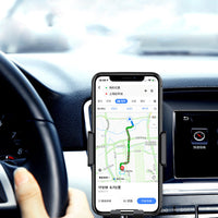 HKM-411347 Smart Induction Wireless Car Phone Holder for 4-6.5 Inch Phones - Adjustable Charging with ABS and Textured Leather