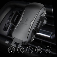 HKM-411347 Smart Induction Wireless Car Phone Holder for 4-6.5 Inch Phones - Adjustable Charging with ABS and Textured Leather