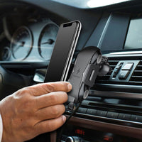 HKM-411347 Smart Induction Wireless Car Phone Holder for 4-6.5 Inch Phones - Adjustable Charging with ABS and Textured Leather