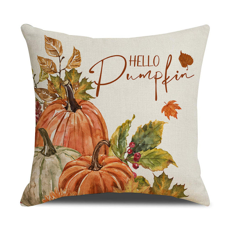 HKM-411347 Thanksgiving Pumpkin Decorative Pillow Cover - 45x45cm Printed Cushion Case