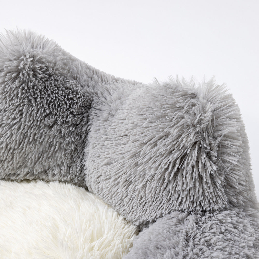 HKM-411411 Cat Ears Plush Round Nest for Pets, Cozy and Soft with PP Cotton Filling, Available in 50CM and 60CM Diameters