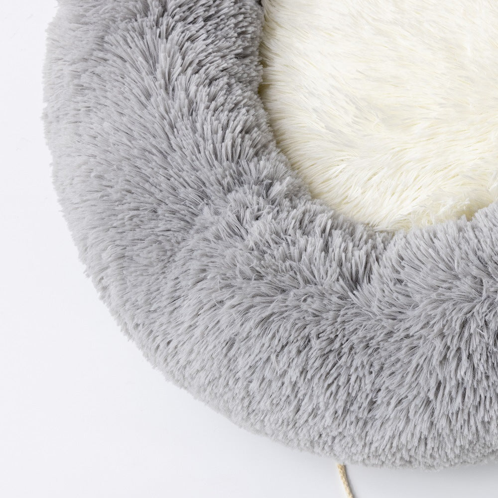 HKM-411411 Cat Ears Plush Round Nest for Pets, Cozy and Soft with PP Cotton Filling, Available in 50CM and 60CM Diameters