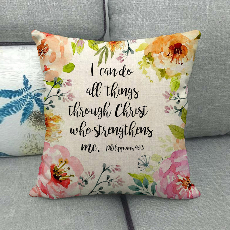 HKM-411411 Watercolor Rose Inspirational Linen Sofa Cushion Cover 45x45cm