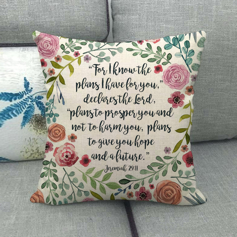 HKM-411411 Watercolor Rose Inspirational Linen Sofa Cushion Cover 45x45cm
