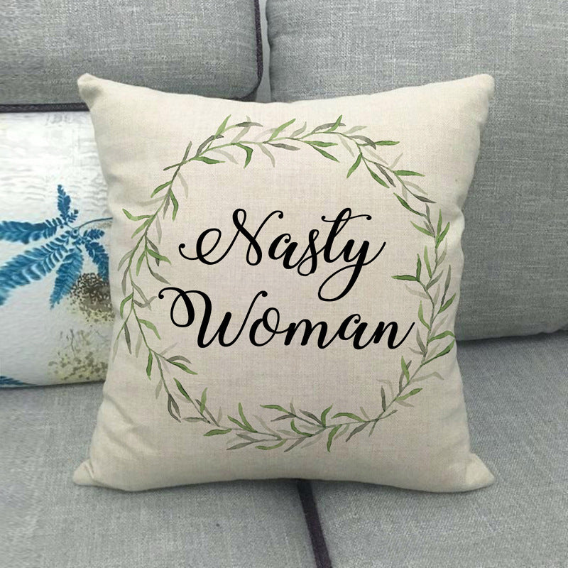 HKM-411411 Watercolor Rose Inspirational Linen Sofa Cushion Cover 45x45cm