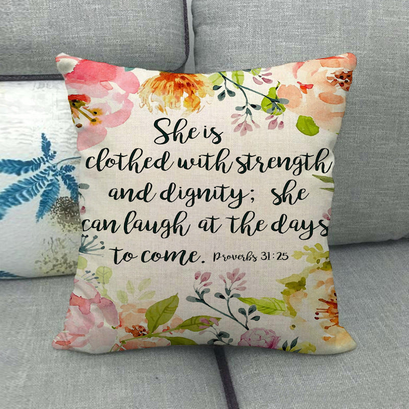 HKM-411411 Watercolor Rose Inspirational Linen Sofa Cushion Cover 45x45cm