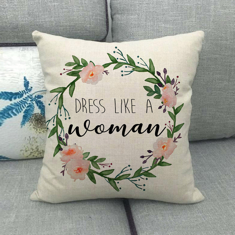 HKM-411411 Watercolor Rose Inspirational Linen Sofa Cushion Cover 45x45cm