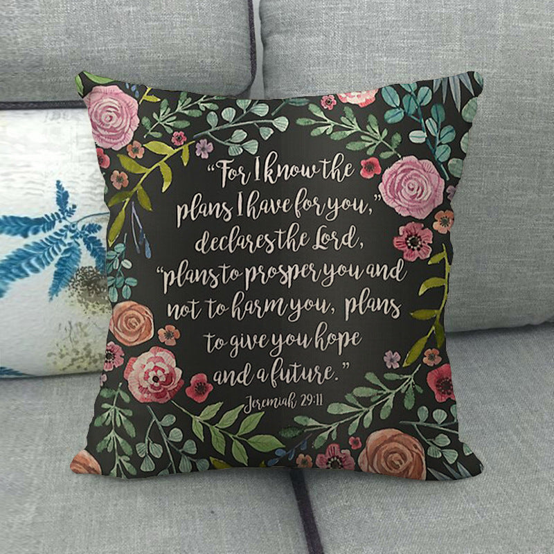 HKM-411411 Watercolor Rose Inspirational Linen Sofa Cushion Cover 45x45cm