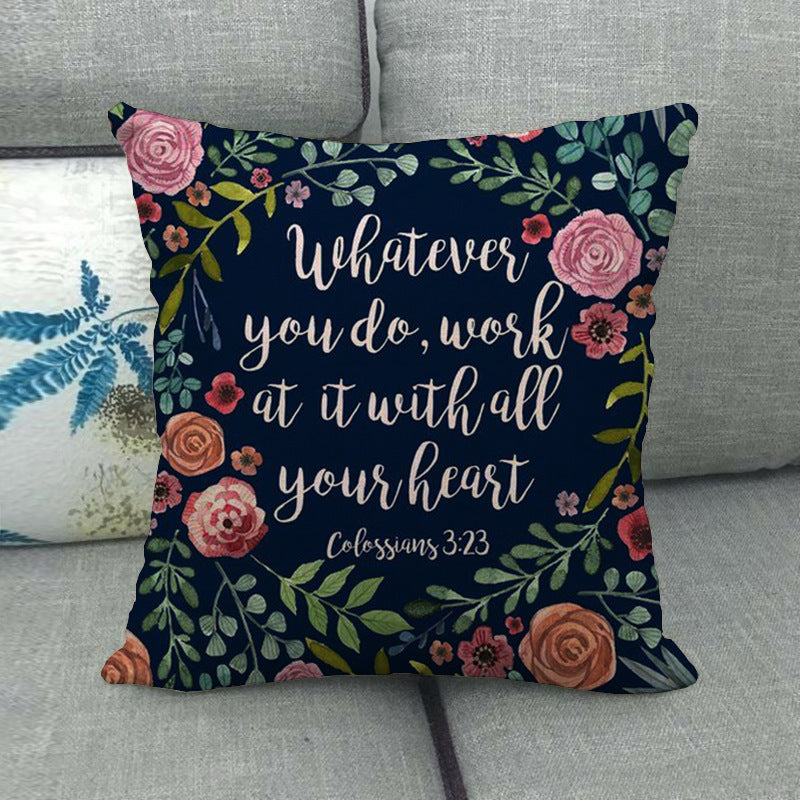HKM-411411 Watercolor Rose Inspirational Linen Sofa Cushion Cover 45x45cm
