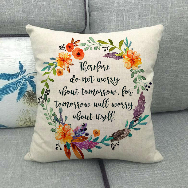 HKM-411411 Watercolor Rose Inspirational Linen Sofa Cushion Cover 45x45cm