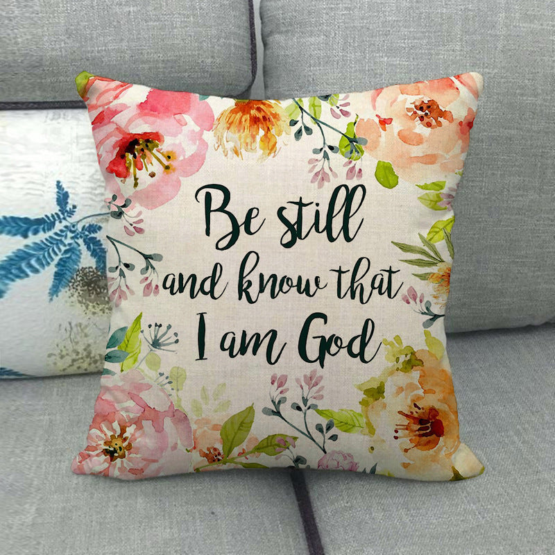 HKM-411411 Watercolor Rose Inspirational Linen Sofa Cushion Cover 45x45cm
