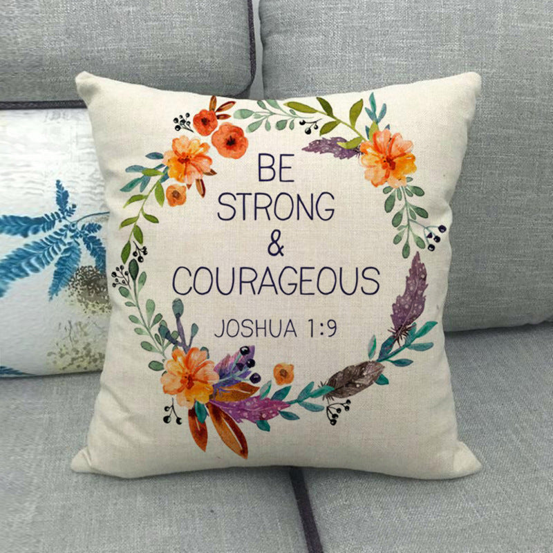 HKM-411411 Watercolor Rose Inspirational Linen Sofa Cushion Cover 45x45cm