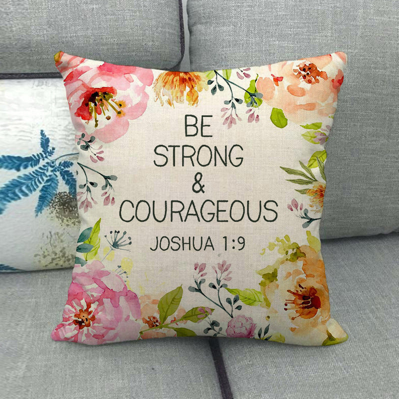 HKM-411411 Watercolor Rose Inspirational Linen Sofa Cushion Cover 45x45cm