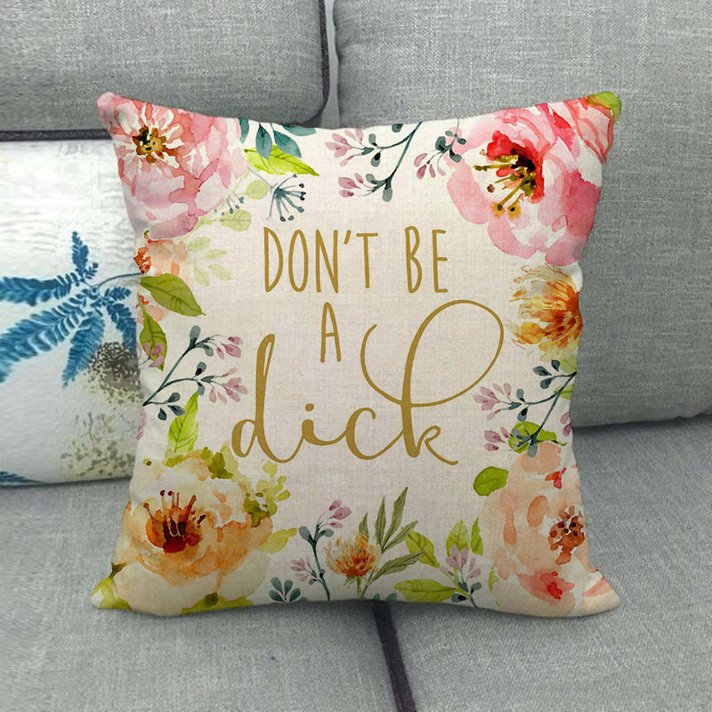HKM-411411 Watercolor Rose Inspirational Linen Sofa Cushion Cover 45x45cm